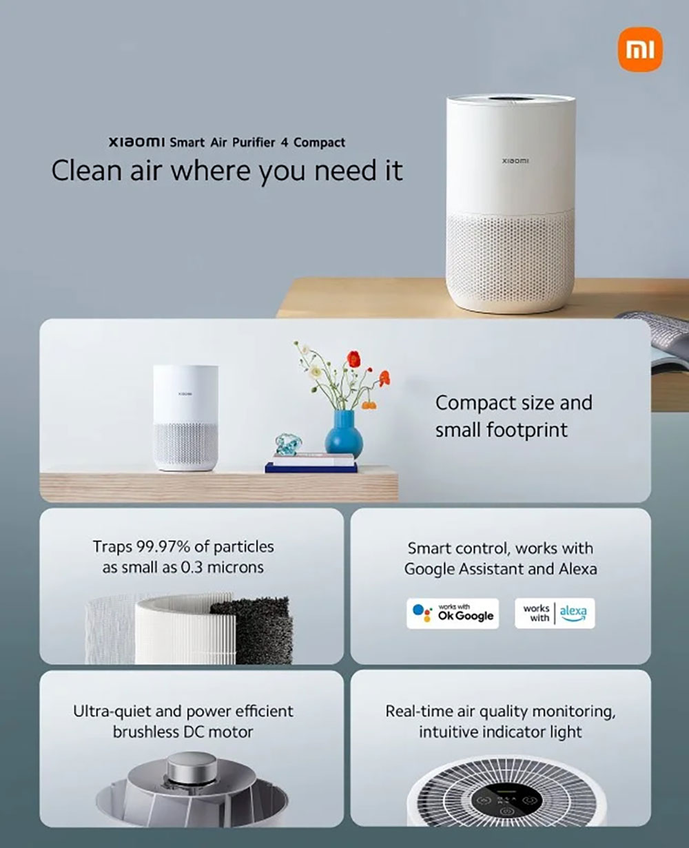 دستگاه تصفیه هوای شیائومی Air Purifier 4 Compact mester xiaomi