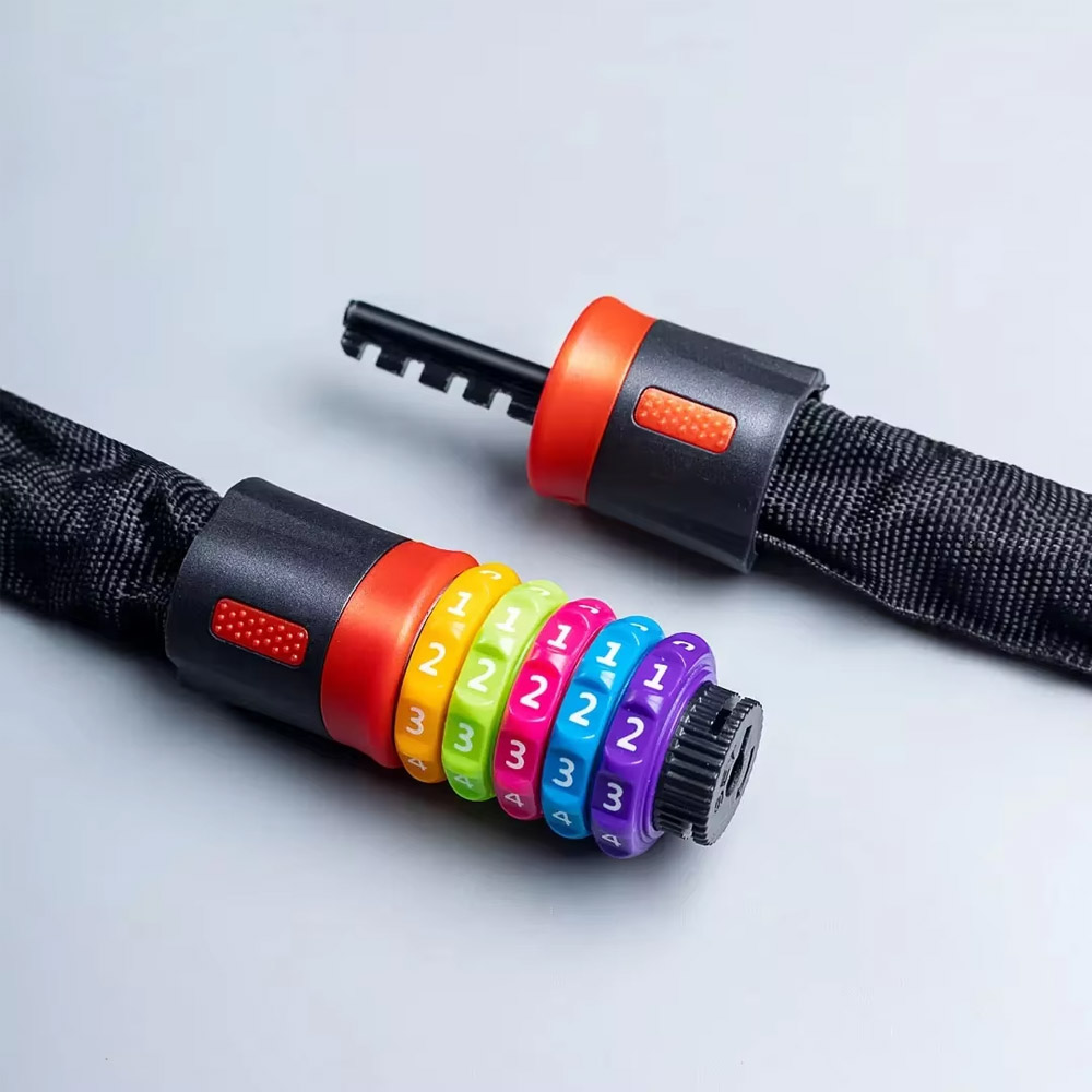 قفل رمزدار دوچرخه رنگین کمانی شیائومی مدل Xiaomi Youpin Lydsto Rainbow Lock Digital Chain Rope Bicycle mester xiaomi