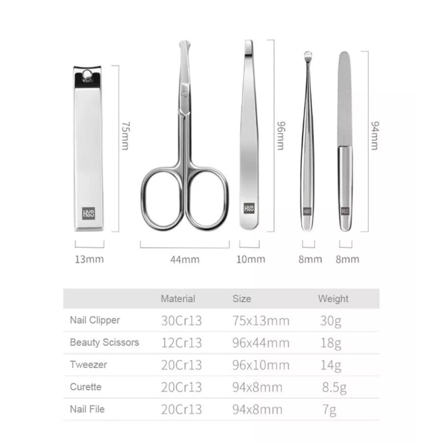 ست مانیکور 5 تایی شیائومی HuoHou HU0061 Manicure Set Nail Clipper mester xiaomi